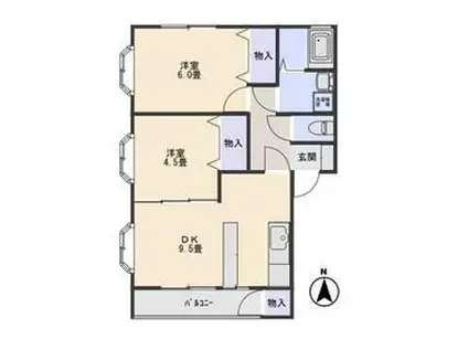 グランファーレA(2DK/2階)の間取り写真