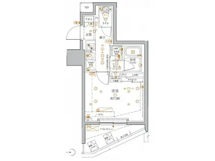 クレイシアIDZ王子マークプレイス(1K/2階)の間取り写真