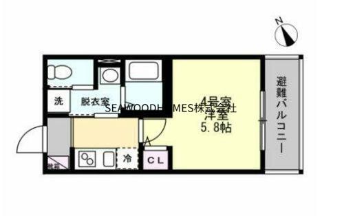 ベイルーム金沢六浦(1K/3階)の間取り写真