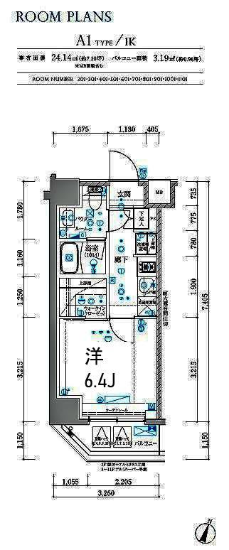 RELUXIA横濱吉野町III(1K/10階)の間取り写真