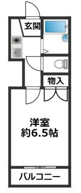 上祇園ヒルズ(1K/2階)の間取り写真