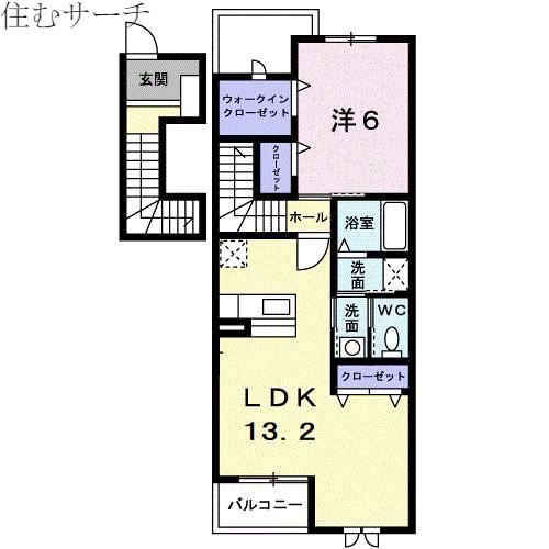 近鉄名古屋線 北楠駅 徒歩9分 2階建 築18年(1LDK/2階)の間取り写真