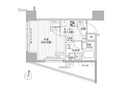 コスモグランス南品川(1K/3階)の間取り写真