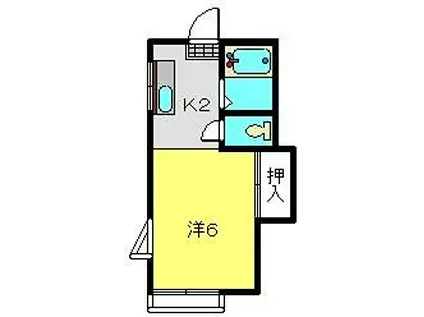 グリーンハイツ上星川(ワンルーム/2階)の間取り写真