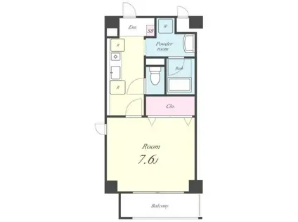 リバーサイド安藤II(1K/4階)の間取り写真