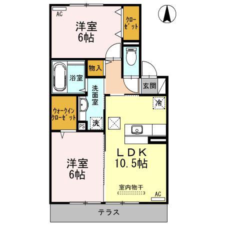 クレール・T(2LDK/1階)の間取り写真