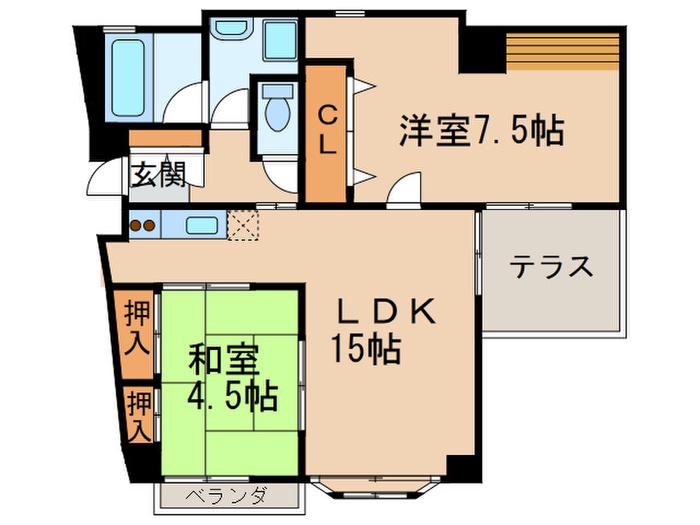 カーサ小井堀(2LDK/3階)の間取り写真
