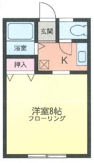 ホワイトハウスⅡ(1K/1階)の間取り写真
