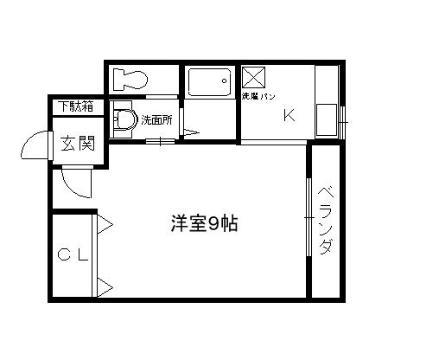 ヴィレッジ加綾北本町(1K/2階)の間取り写真