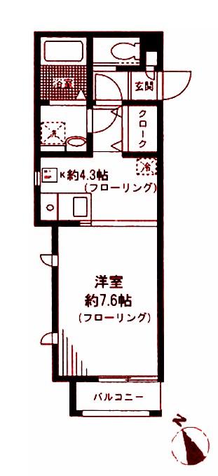 エミレシア(ワンルーム/1階)の間取り写真