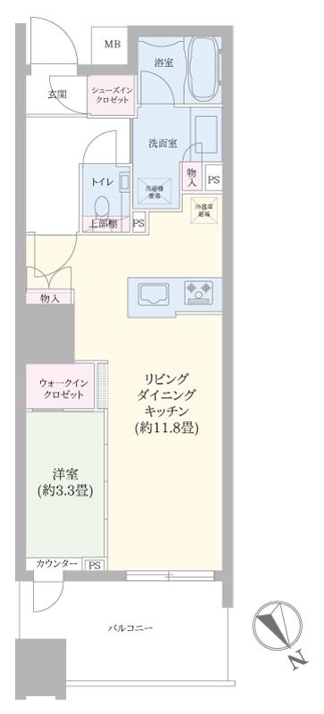 シェフルール横濱鶴見(1LDK/5階)の間取り写真