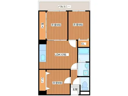クレアジオーネ岸和田(3LDK/5階)の間取り写真
