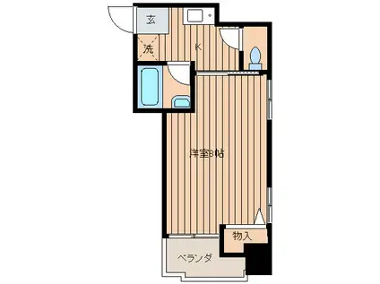 ヴィレッジヒル上町台(1K/5階)の間取り写真