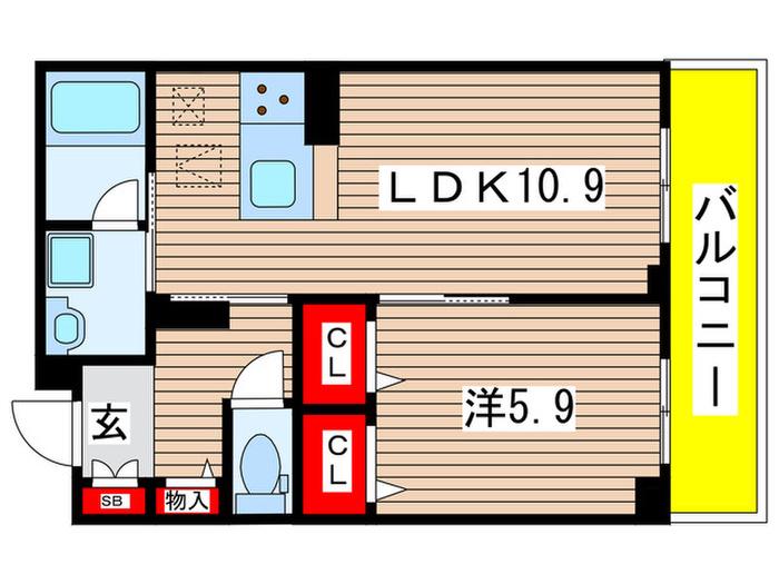 CALME KUNITACHI(1LDK/1階)の間取り写真