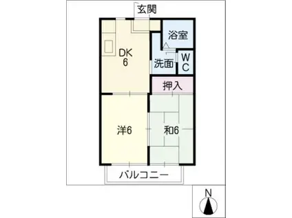 ハムレット95 A棟(2DK/2階)の間取り写真