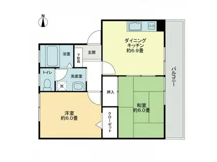 フォブール新居(2DK/2階)の間取り写真