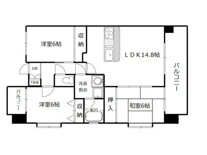 グリーンヒルズイシカワ(3LDK/4階)の間取り写真