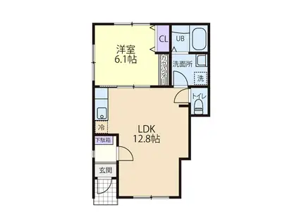 7/1大田原市野崎1LDK(1LDK/1階)の間取り写真
