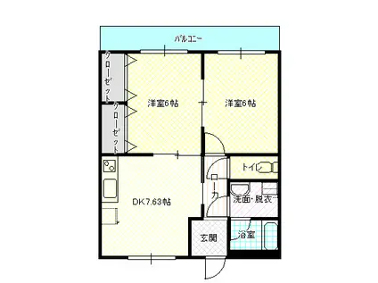 オサメハイツ A棟(2DK/3階)の間取り写真