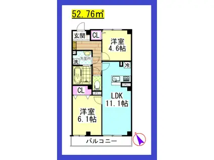 SR LAPIN湘南(2LDK/2階)の間取り写真