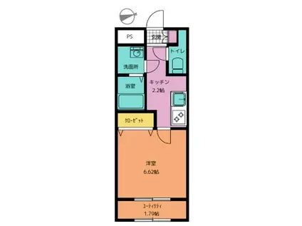 コンドミニオパシオ(1K/3階)の間取り写真