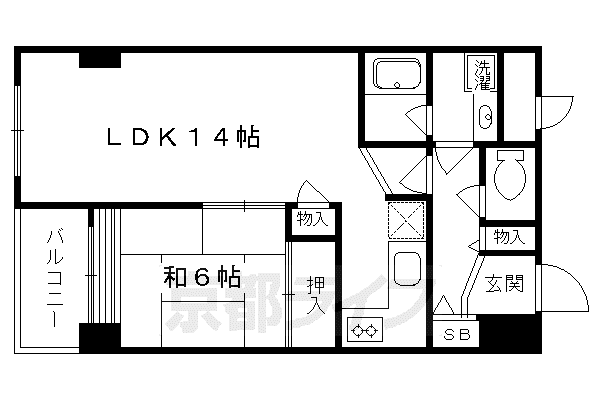 レトロマンションIV(1LDK/4階)の間取り写真
