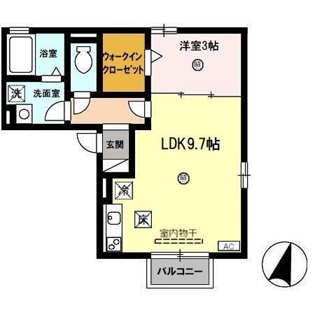 ラヴィアンローズB棟(1LDK/1階)の間取り写真