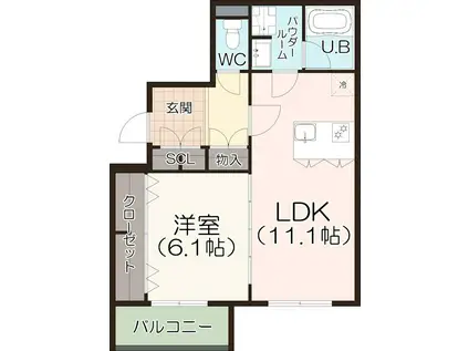 名古屋市西区平中町共同(1LDK/1階)の間取り写真