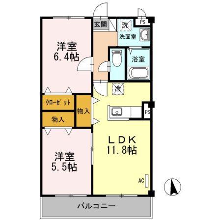 Dクレスト(2LDK/2階)の間取り写真