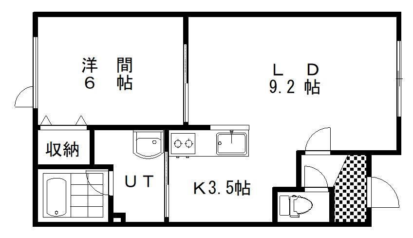 ルナソール(1LDK/1階)の間取り写真