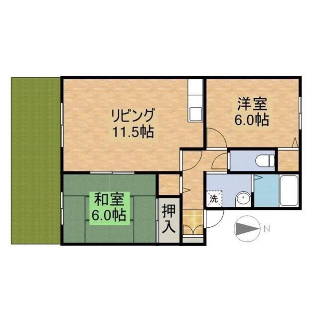 セジュール西村(2LDK/1階)の間取り写真