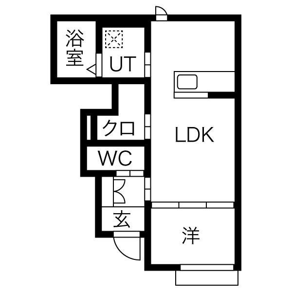 アイメゾン東山(1LDK/1階)の間取り写真
