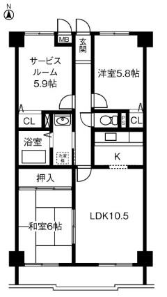 シティ・ライフ山下通(3LDK/1階)の間取り写真