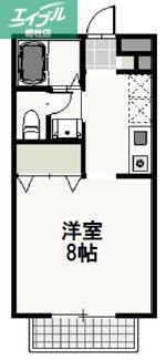 ベール花尻A棟(1K/2階)の間取り写真