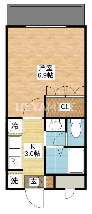 パルティール(1K/2階)の間取り写真