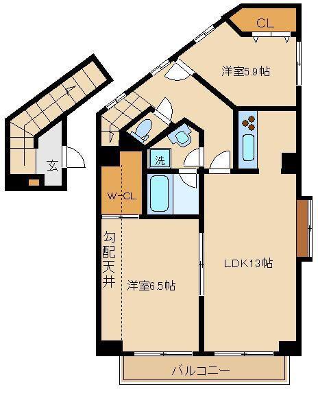 メゾン・エルーセラ(2LDK/6階)の間取り写真