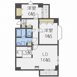 クレステージ南6条(2LDK/5階)の間取り写真