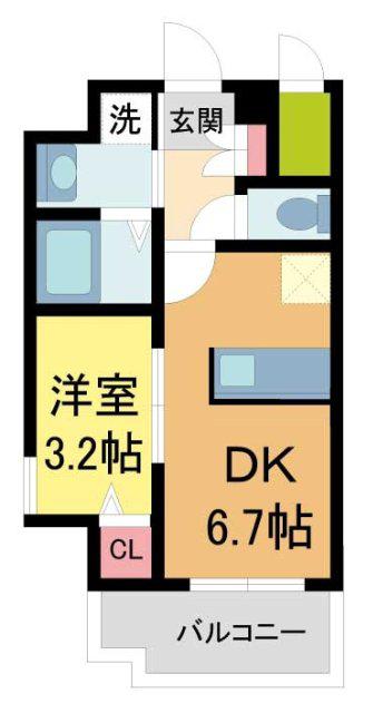 ONLYONEキセラタウンII(1DK/10階)の間取り写真
