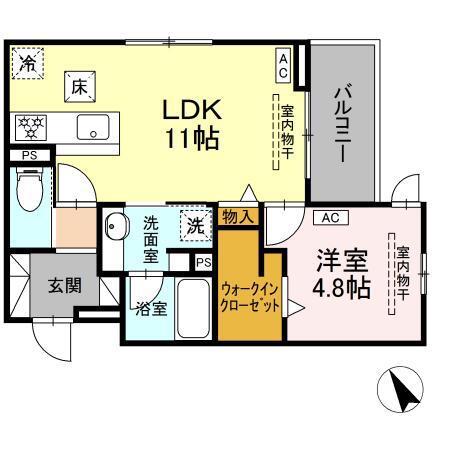 ル・カヴァリエ(1LDK/1階)の間取り写真