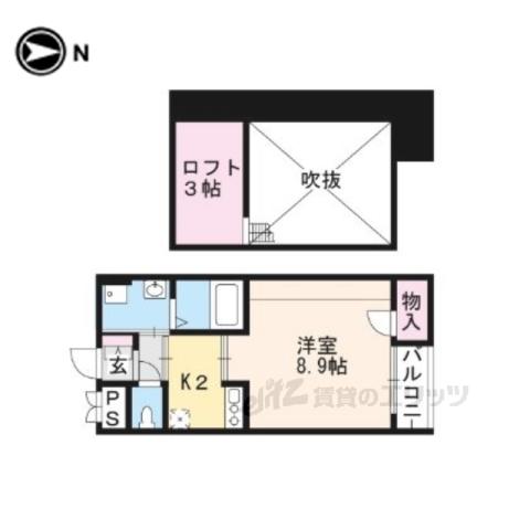 アクアプレイス京都西陣(1K/7階)の間取り写真