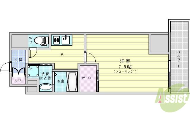 コンフォリア江坂(1K/12階)の間取り写真