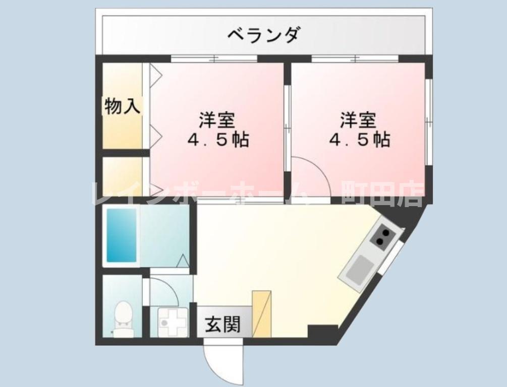 スリーゼビル(2DK/2階)の間取り写真