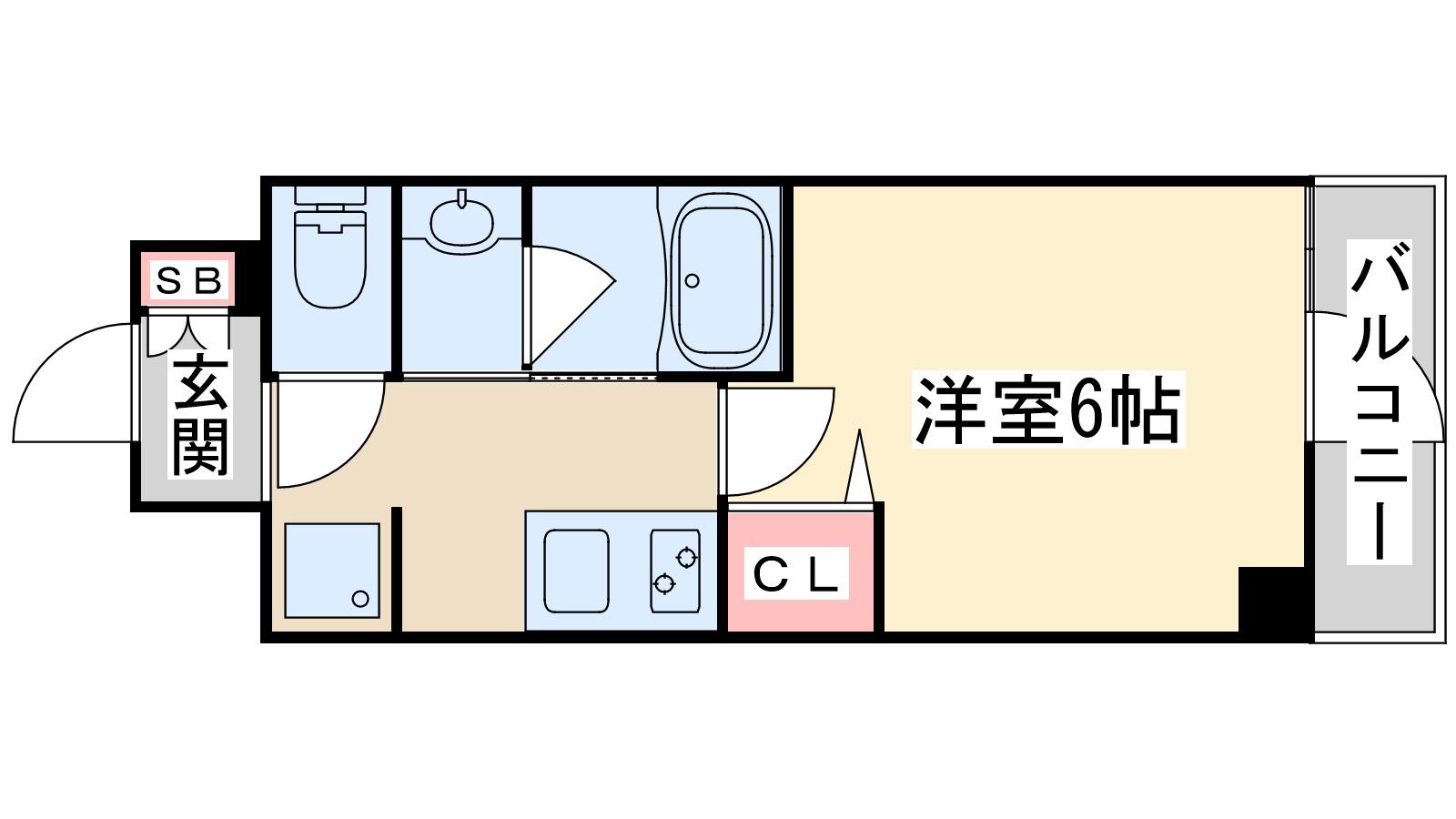 バウスフラッツ新大阪(1K/9階)の間取り写真