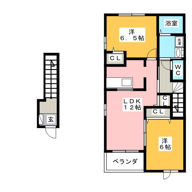 グラース メゾン B(2LDK/2階)の間取り写真