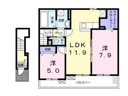 メゾン ド カオル(2LDK/2階)の間取り写真