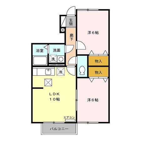 グレイタス川元B(2LDK/1階)の間取り写真
