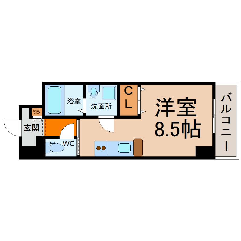LA DOUCEUR今池(ワンルーム/6階)の間取り写真