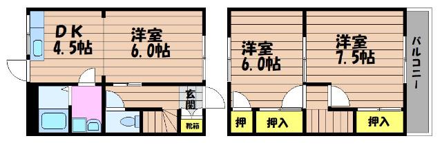 レジデンス日和屋(3DK/1階)の間取り写真
