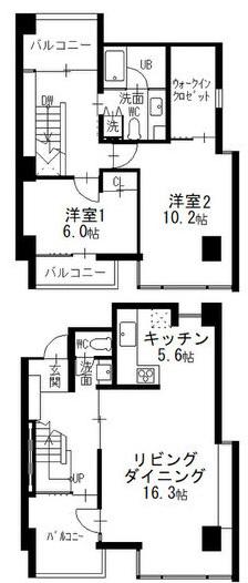 地下鉄東山線 覚王山駅 徒歩4分 4階建 築26年(2LDK/3階)の間取り写真