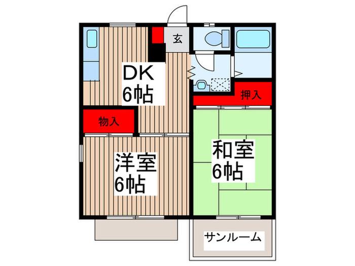 富士見パークハイツ(2DK/1階)の間取り写真